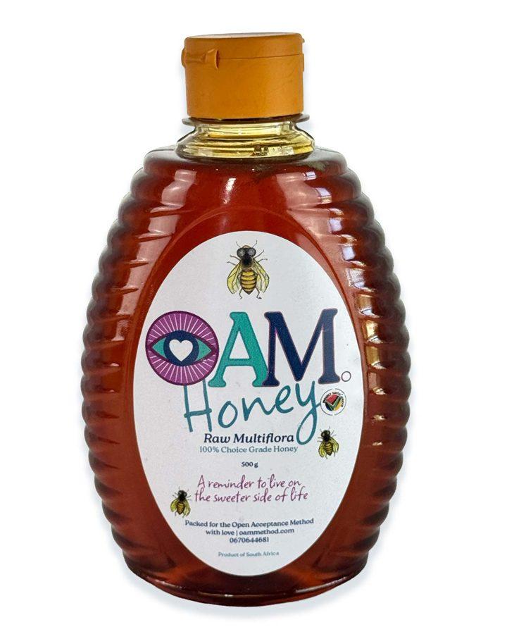 A bottle of raw Multiflora honey
