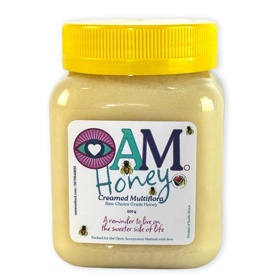 A jar of creamed Multiflora honey